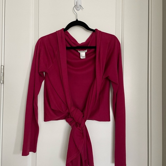 Garnet Hill Sweater|Cardigan Open Front Wrap Tie at Waist SilkCottonBlend Size S - Picture 3 of 9